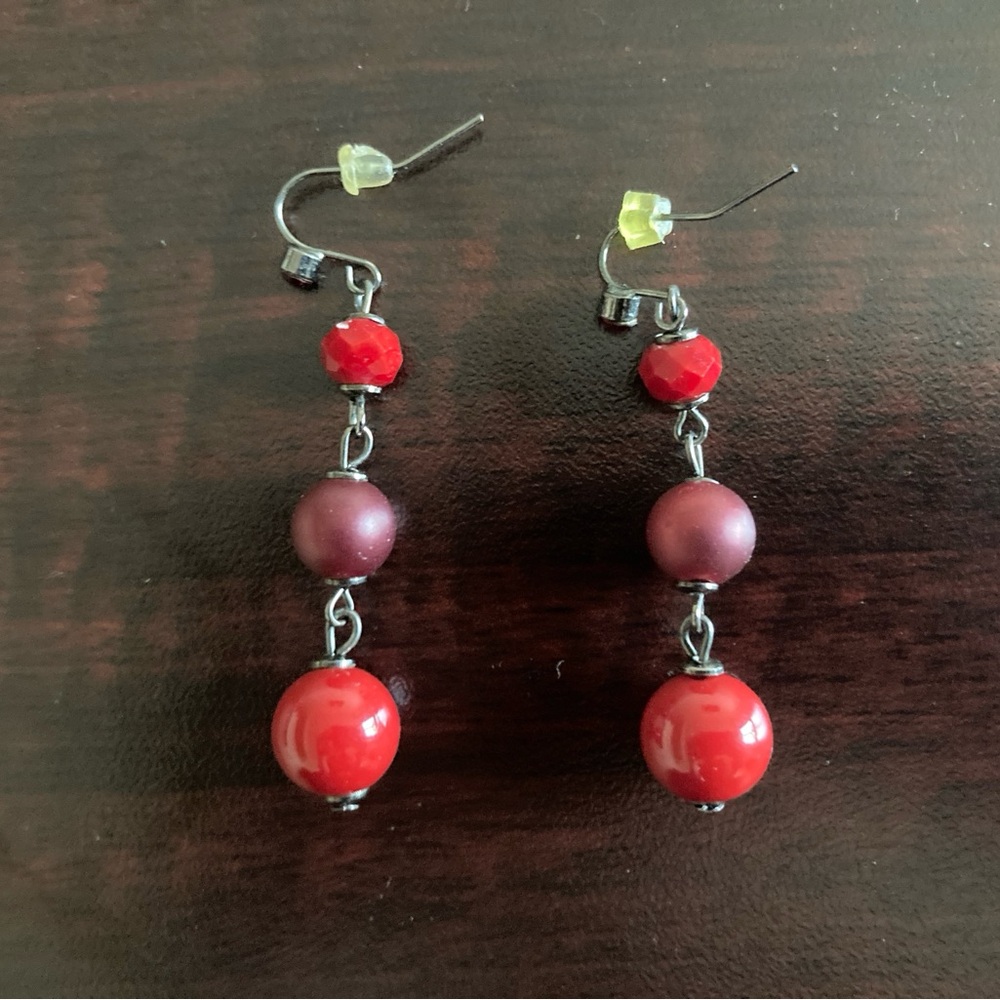 Vintage Red and Purple Mauve Earrings